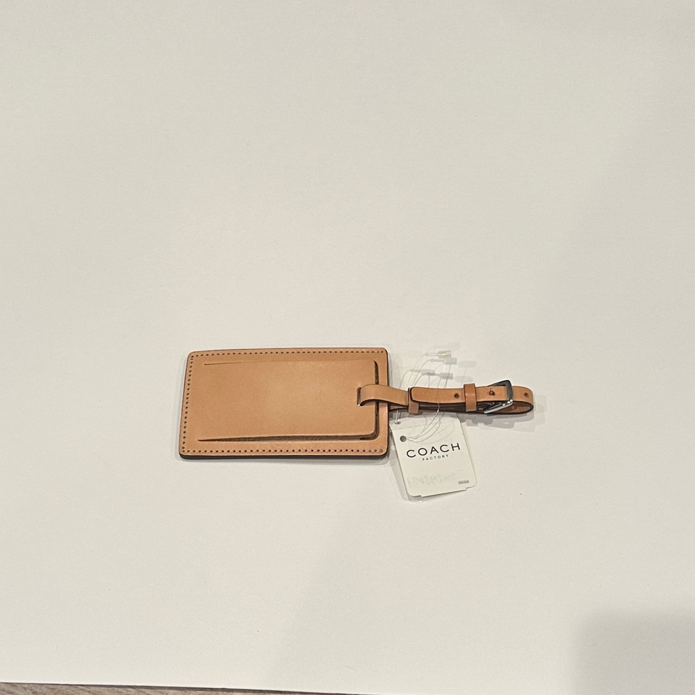 Coach Light Tan Leather Luggage Tag